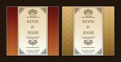 Elegant wedding invitation with pattern motif vector