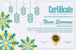 colorful islamic ramadan award certificate vector