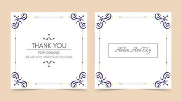 classic thank you wedding card vector