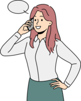 zakenvrouw praten Aan mobiele telefoon met cliënt png