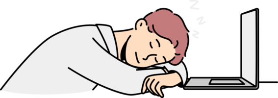 fatigué homme tomber endormi à lieu de travail png