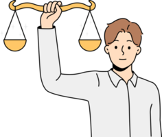 Man holding scales in hands png