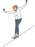 Businesswoman walking on rope png