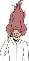 Furious woman with hair in flames png