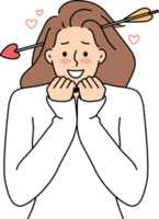 sonriente mujer con Cupido flecha en cabeza png