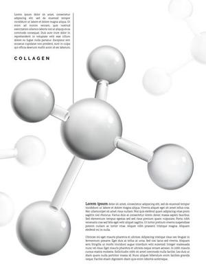 Vector Abstract Transparent Atom, Cell, Nutrition or Collagen Element 3D Illustration for Beauty and Healthcare Poster, Product Packaging, or Advertisement Background.