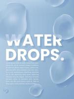 Vector Minimalist Abstract Water Drops Poster, Book Cover or Advertisement Background. Light Blue.