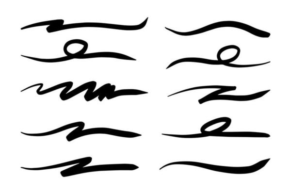 strokes, underlines, highlighter marker strokes, wave brush marks.
