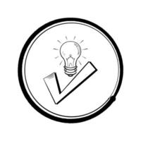 check mark and light, idea symbol, vector illustration