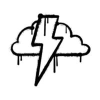 Spray Painted Graffiti thunder and cloud Sprayed isolated on white background. vector