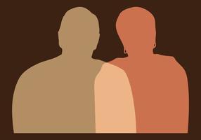 Portrait silhouette of man and woman, concept of meeting, team, partnership, couple, friends, isolated vector