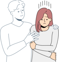 Invisible man hugging sad woman png