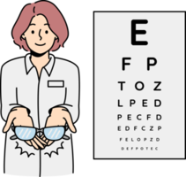 femelle ophtalmologiste donner des lunettes à client png