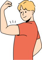 Smiling man showing muscles png