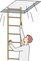 hombre alpinismo arriba escalera a ligero png