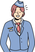 sonriente mujer vuelo asistente en uniforme png