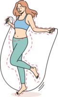 Smiling woman jump on rope lose weight png