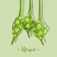 Vector hand drawn traditional ketupat illustration