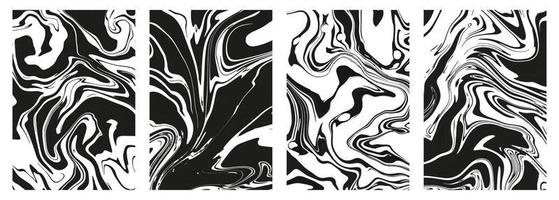 conjunto de resumen negro mármol o epoxy texturas en un blanco antecedentes. huellas dactilares con gráfico elegante líquido tinta manchas de moda antecedentes para cubrir diseños, invitaciones, caso, envase papel. vector