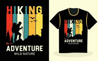 Vintage Retro Hiking T-Shirt Design Featuring Wild Nature Vectors