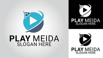 jugar medios de comunicación negocio vector logo diseño