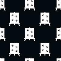 Vector flat hand drawn seamless pattern with hand print on easel with canvas