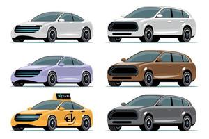 Car vector template on white background. electric taxi, Eco Car, city car, electric car, SUV, automobile in cartoon style. For infographics, commercial, web and game design.