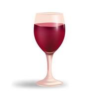 Elegant wine glass filled with red wine on a clean white background. The design is perfect for use in projects related to wine, beverage, celebration, and luxury. vector