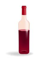 Glass bottle half filled with red wine isolated on white background. Perfect for wine lists, menus, or any project related to wine, beverage, celebration, and luxury. vector