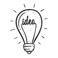 Light bulb hand drawing with idea text vector