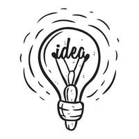 Light bulb hand drawing with idea text vector