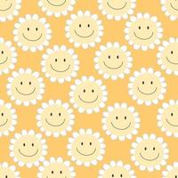 groovy springseamless pattern with cartoon flowers. retro style, vector illustration. hand drawing. design for fabric, print, wrapper, textile
