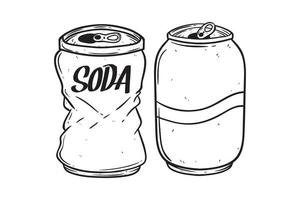 soda lata mano dibujo en blanco antecedentes vector