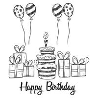 doodle birthday party elements collection on white background vector