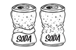 soda lata mano dibujo en blanco antecedentes vector