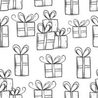 doodle birthday gift box seamless pattern vector