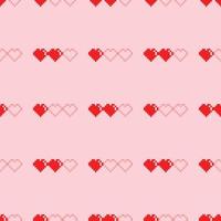 Seamless Pixel Heart Pattern Swatch vector