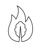 Vector black outline forest fire icon