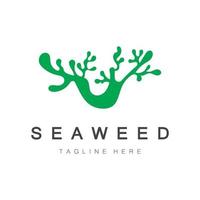 Seaweed vector logo icon illustration design.includes seafood,natural products,florist,ecology,wellness,spa.