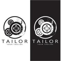 tailor logo icon illustration template combination of buttons for clothes, thread and sewing machine, for clothing product design, convection companies, fashion in vector form