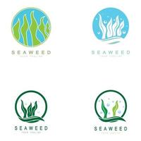 Seaweed vector logo icon illustration design.includes seafood,natural products,florist,ecology,wellness,spa.