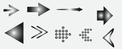 Set arrow icon Collection of Gradient different arrows sign symbol  Black Gradient vector arrows