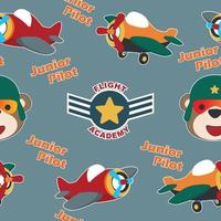 Seamless pattern of cute little pilot, For fabric textile, nursery, baby clothes, background, textile, wrapping paper and other decoration. vector