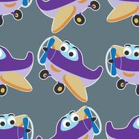 Seamless pattern vector of cute little airplane cartoon hand drawn vector illustration. For fabric textile, nursery, baby clothes, background, textile, wrapping paper and other decoration.