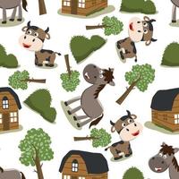 Seamless pattern of cute animal in the jungle. Creative vector childish background for fabric, textile, nursery wallpaper, poster, card, brochure. and other decoration.