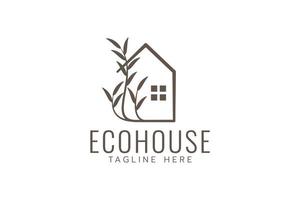 eco house logo with a combination of a house and plants vector