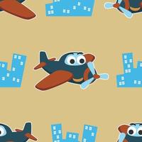 Seamless pattern vector of cute little airplane cartoon hand drawn vector illustration. For fabric textile, nursery, baby clothes, background, textile, wrapping paper and other decoration.