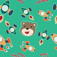 Seamless pattern texture with cute little astronaut with cartoon style Creative vector childish background for fabric textile nursery background baby clothes poster wrapping paper and other decoration