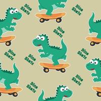 Seamless pattern vector of cute little animal on skate board, For fabric textile, nursery, baby clothes, background, textile, wrapping paper and other decoration.