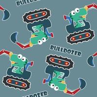 Seamless pattern texture of heavy tool with cute dinosaurs For fabric textile, nursery, baby clothes, background, textile, wrapping paper and other decoration. vector